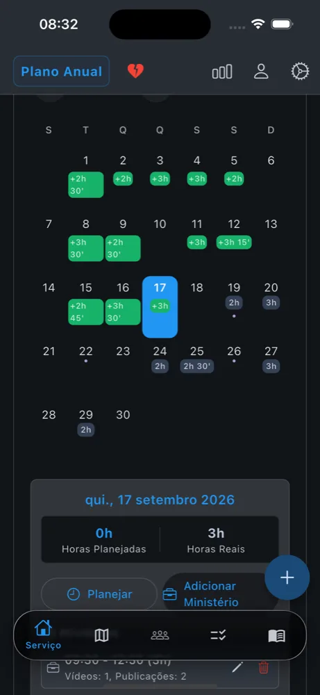 Calendário e planos